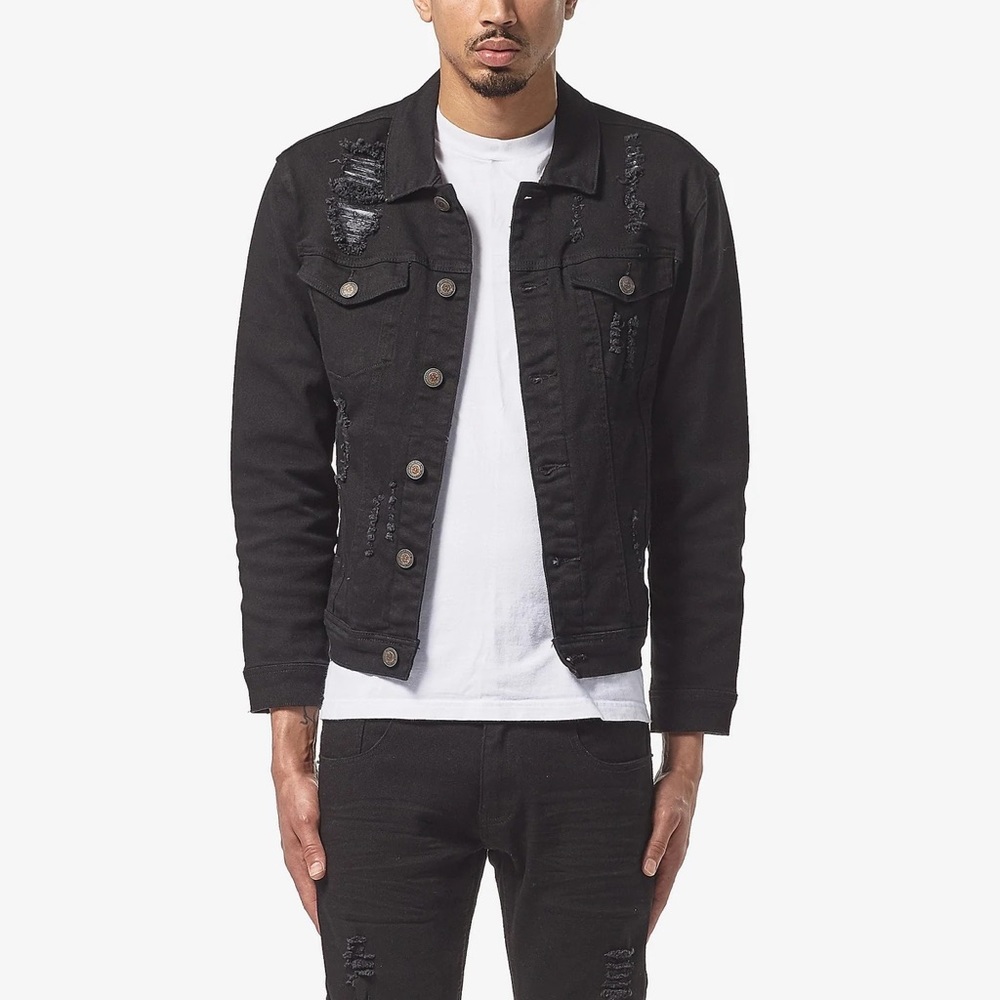 Copper Rivet Black Denim Jacket